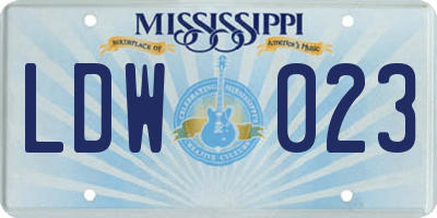 MS license plate LDW023