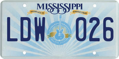 MS license plate LDW026