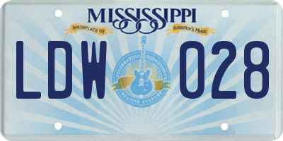 MS license plate LDW028