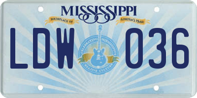 MS license plate LDW036