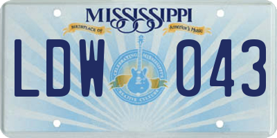 MS license plate LDW043