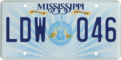 MS license plate LDW046