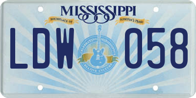 MS license plate LDW058