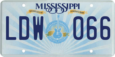 MS license plate LDW066