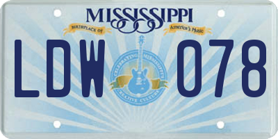 MS license plate LDW078