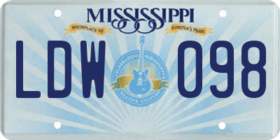MS license plate LDW098