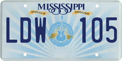 MS license plate LDW105