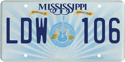MS license plate LDW106