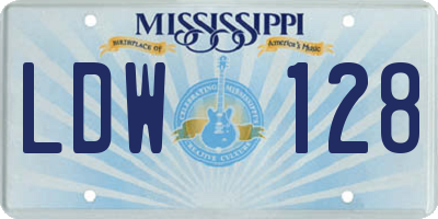MS license plate LDW128