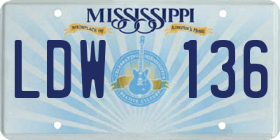 MS license plate LDW136