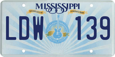 MS license plate LDW139