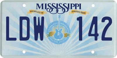 MS license plate LDW142