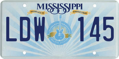 MS license plate LDW145
