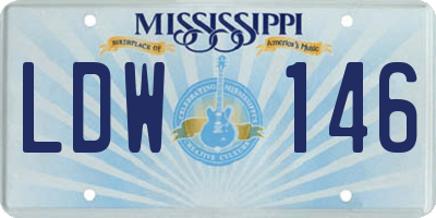 MS license plate LDW146
