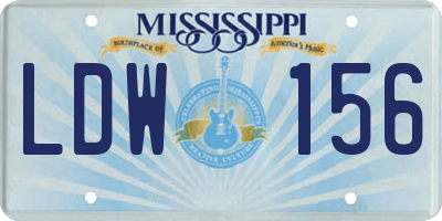 MS license plate LDW156