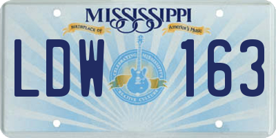 MS license plate LDW163