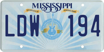 MS license plate LDW194