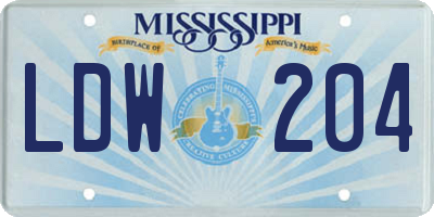 MS license plate LDW204
