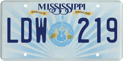 MS license plate LDW219