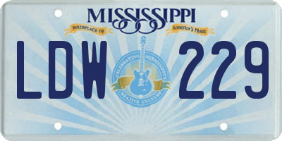 MS license plate LDW229