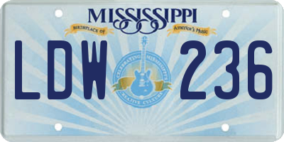 MS license plate LDW236