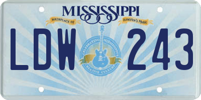 MS license plate LDW243