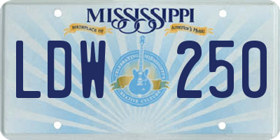 MS license plate LDW250