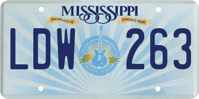 MS license plate LDW263