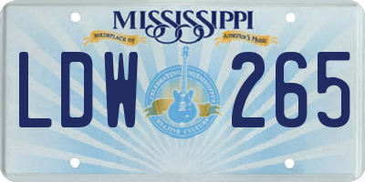 MS license plate LDW265