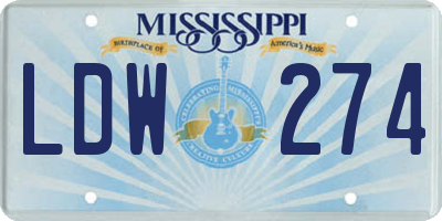 MS license plate LDW274
