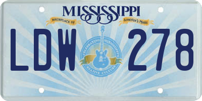 MS license plate LDW278