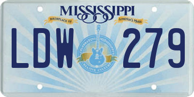MS license plate LDW279
