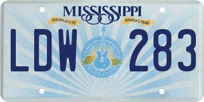 MS license plate LDW283