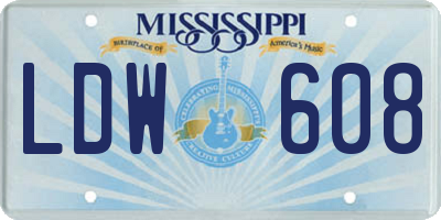 MS license plate LDW608