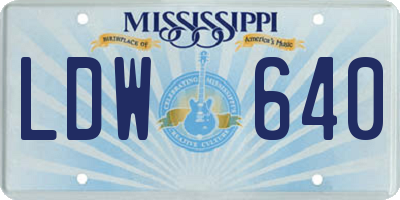 MS license plate LDW640
