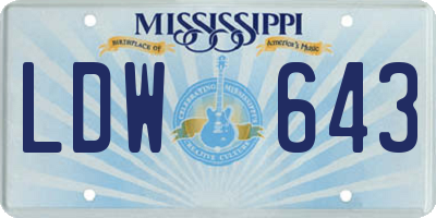 MS license plate LDW643