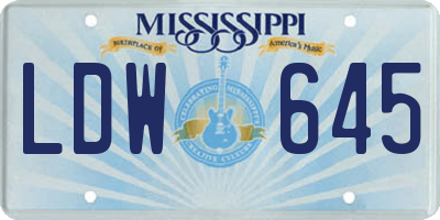 MS license plate LDW645