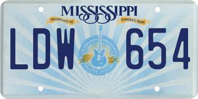 MS license plate LDW654