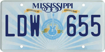 MS license plate LDW655