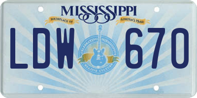 MS license plate LDW670
