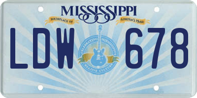 MS license plate LDW678