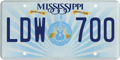 MS license plate LDW700