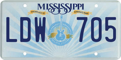 MS license plate LDW705
