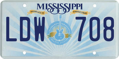MS license plate LDW708