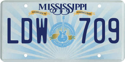 MS license plate LDW709