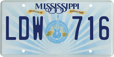 MS license plate LDW716