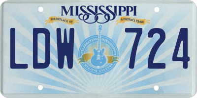MS license plate LDW724