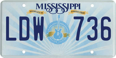 MS license plate LDW736