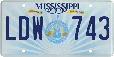 MS license plate LDW743