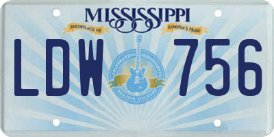 MS license plate LDW756
